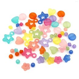 Beads Geometric Frosted Acrylic For Jewellery Making Hexagon At Random Colour Star Heart Flower Necklace Bracelet DIY