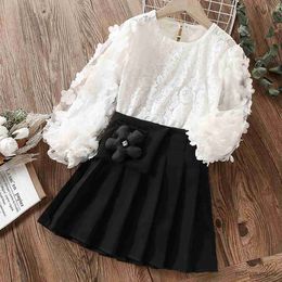 Completi di abbigliamento Uniforme scolastica Baby Kids for Girls Abiti Preppy Camicia bianca Gonna 2 pezzi Vestiti per bambini Adolescenti Anni