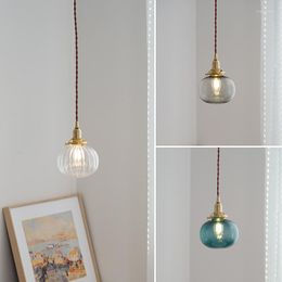 Pendant Lamps Nordic Vintage Glass Lamp Loft Brass Retro Fixture Kitchen Dining Room Hanging Lights For Ceiling Home Decor Lighting