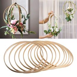 Crafts 10pcs Bamboo Ring Wooden Circle Round Catcher Home Decor Diy Hoop for Flower Wreath House Garden Plant Decor Hanging Basket