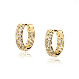 Hoop Earrings Gold-color 2 Rows Iced Out Geometric Womens Bling Set Hip Hop Fashion Circle For Female Jewellery Gifts