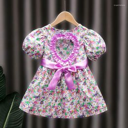 Girl Dresses Princess Dress Kid Backless Flower Print Infant Outfit Wedding Costume Baby Clothes Toddler Birthday Children A1036