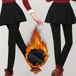 Active Pants Winter Skirts For Women Warm Tights Autumn Tight Plus Velvet Thicken Skirt Stretch Slim Leggings Leggins
