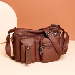 Evening Bags Many Pockets Soft Pu Leather Purses And Handbag 2023 High Quality Women's Messenger Bag Ladies Crossbody Shoulder Sac A