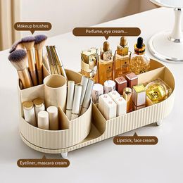 Storage Boxes 360° Rotating Cosmetic Box Large Capacity Makeup Brush Holder Eyebrow Pencil Eye Shadow Organizer Desktop Accessories