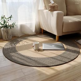 Carpets Vintage Bedside Carpet Mat Nordic Style Rug Jute Woven Two Layers Of Color Living Room Round Sofa