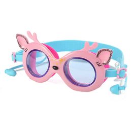 Goggles New Children Swimming Goggs Sika Deer Cartoon Earplugs UV and Fogging - Proof Glasses Men and Women Whosa Price AA230530