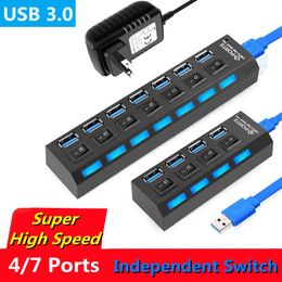 Hubs USB HUB 3.0 4/7 Ports Micro USB 3.0 HUB Splitter With Power Adapter USB Expand High Speed 5Gbps USB Splitter 3 HUB For PC Laptop