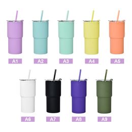 Wholesale! 9Colors 17oz Acrylic Regular Tumblers Double Wall Acrylic Tumbler with Lid and Corlorful Straws Reusable Plastic Cup Coloured Travel Mug DIY A0117