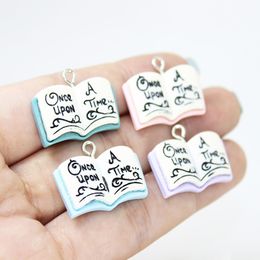 Yamily 10Pcs/Resin Book Charm Fairy Tale Flat Once Upon A time.. Pendant Jewelry For DIY Earring Bracelet Keychain Making