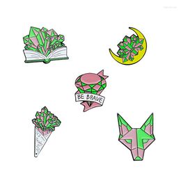 Brooches BE BRAVE Ring Enamel Pins It's Friday Icecream Moon Book Wolf Mask Bag Clothes Lapel Pin Badge Jewellery Gift