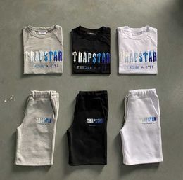 Men's Trapstar T Shirt Set Letter Embroidered Tracksuit Short Sleeve Plush Shorts Motion design 67ess