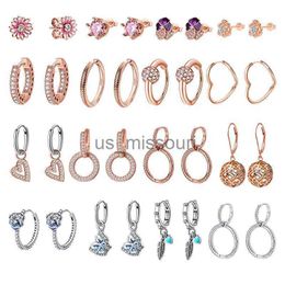 Stud Rose Gold Daisy Flower Butterfly Circle Charm Hoop Earrings For Women Silver 925 Jewellery Pendientes Christmas Gift Free Shipping J230529 J230529