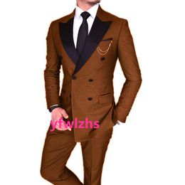 Wedding Tuxedos Double-Breasted Mens Suit Peak Lapel Formal Business Mens Jacket Blazer Groom Tuxedo Coat Pants 2151113