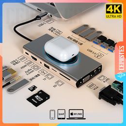 Hubs CERASTES USB C HUB Dock Station USB 3.0 Type C to HDMIcompatible USB Splitter Adapter for MacBook Pro M1 Air M2 Laptop PC