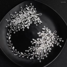 Hair Clips Women Jewelry Trendy Silver Color Handmade Long Headbands Crystal Tiaras Accessories Rhinestone Hairbands Girl Pageant