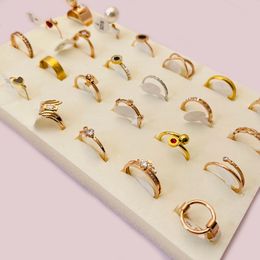 Solitaire Ring 12/24/48Pcs/Lot Stainless Steel Fancy Rings Wholesale Size 6-7-8-9-10 Only or Mix All Size For Women And Men Yiwu Stock 230529