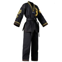 Other Sporting Goods Taekwondo Master Dobok Ultralight Wt Fighter Polyester Suit Black Martial Arts Gi With Exquisite Embroidery 230530