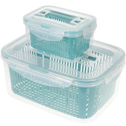 Dinnerware Sets 2 Pcs Refrigerator Storage Box Fridge Glass Containers Flour Kitchen Preservation Fresh Plastic Household Airtight