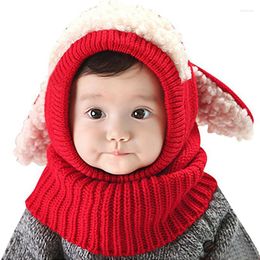 Hats Autumn Winter Warm Cute Sheep Kids Born Baby Boy Girl Knit Beanie Cotton Scarf Earflap Knitted Cloaks Woollen Caps