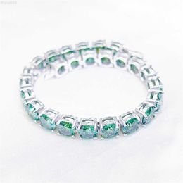 Gra Certified Moissanite Tennis Chain Pass Diamond Tester 925 Silver Men Jewellery 6.5mm Blue Green Moissanite Tennis Bracelet