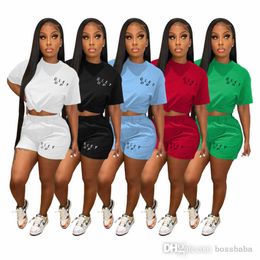 Designer Women Letter Print Tracksuits 2023 Two Piece Outfits Summer Short Sleeve T Shirt and Shorts Sport Joggers Suit