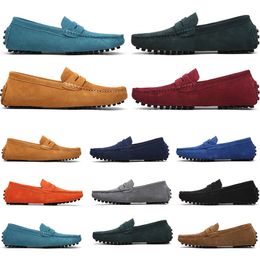 mens women outdoor Shoes Leather soft sole black red orange blue brown orange comfortable Casual Shoes 022