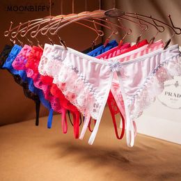 Briefs Panties Ladies Panties Open File Split Ends Free Take Off Sexy Temptation Lace Thong Low Waist Exotic Crotchless Underwear for Female J230530