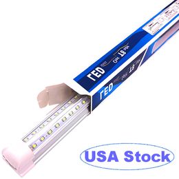 5Ft LED Shop Light Fixture T8 Integrated Tubes Lights 6500K Cold Whit V Shape Linkable Fixtures High Output Clear Cover 72W 100W 50W usastar