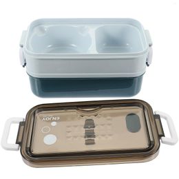 Dinnerware Sets Sealed Double Layer Lunch Box Bento Set Office Container Boxes Cute 2 Tier Holder Adult Plastic