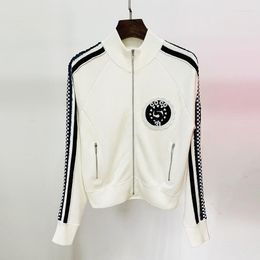 Women's Jackets 2023 European And American Small Fragrance Heavy Industry Pin Bead Sequin Emblem Knitted Jacket Women's Coat