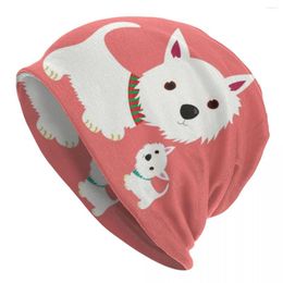 Berets Cute Westie Puppy Dog Beanie Cap Unisex Winter Warm Bonnet Knit Hats Outdoor West Highland White Terrier Skullies Beanies