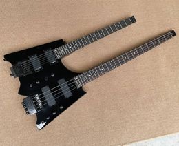 Double Neck Headless 4 Strings Bass Guitar+6 Strings Electric Guitar with Black Body,Rosewood Fingerboard,can be customize