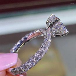 Wedding Rings Trendy Crystal Engagement Design For Women Charms Princess Ring Oval Round Bridal Female Jewellery