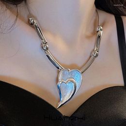 Pendant Necklaces Exaggerate Trendy Love Splicing Necklace For Women Cool Girl Y2k Jewellery Niche Punk Ball Heart Wave Sexy Clavicle Neck