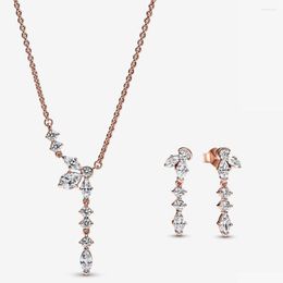 Chains Women's Jewelry Set. Necklace. Ear Studs. 925 Silver. Ornaments. Gifts. Free Of Postage. Fashion. Diamond Inlaid. Design Sense.