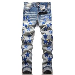 Amirii Jeans Mens Elasticity Slim Fit Skinny Jeans Graphic Embroidery Jeans Mens Amiril Jeans Designer Jeans Vintage Amirii Mens Jeans Luxury Denim Trouser 875