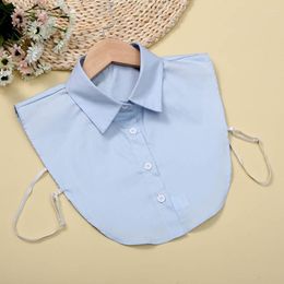 Bow Ties Sitonjwly Solid Shirt Fake Collar For Women False Detachable Lapel Blouse Top Half Sweater Decor