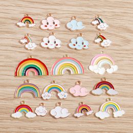 10pcs Mix Cute Enamel Rainbow Cloud Charms Pendants for DIY Jewellery Making Bracelet Necklace Crafting Drop Earrings Accessories