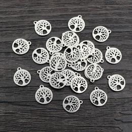 30pcs 10x8.5mm No Fade 316 Stainless Steel Life Tree Cute Charms Pendant for DIY Necklace Bracelet Craft Jewelry Making Findings