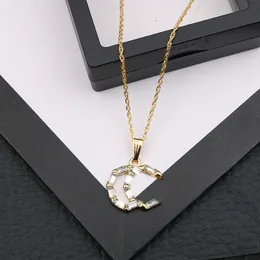 Womens Brand Designer Letter Pendant Necklaces Chains Heart Crystal Collar Chain Geometric Gold Plated Sweater Necklace Jewellery Accessories