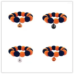 Dog Collars Halloween Collar Orange Pom Pet Decoration Cute Pumpkin Bow Tie Necklace Cat Grooming Accessories