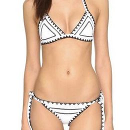 Women's Swimwear New women's white Brazilian bikini handmade crochet side bandage swimsuit Maillot De Bain Biquinis 2023 P230530