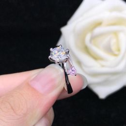 Cluster Rings Heart To 1Ct 6.5mm D Colour Moissanite Engagement Ring AU585 14K White Gold Top Quality Wedding Jewellery