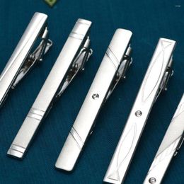 Bow Ties Men's Classic Simple Tie Clips Metal Silver Formal Wedding Ceremony Suits Necktie Clasp Shirts Clip Jewellery Accessory Gifts