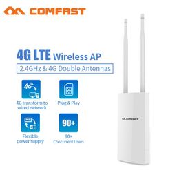 Routers Outdoor WiFi Router 4G LTE Wireless AP Modem SIM Card Slot Access Point 2.4G Powerful AP 3G 4G LTE Router 2*5dBi Signal Antenna