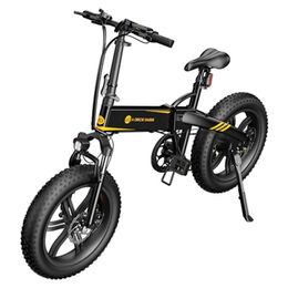 ADO A20F+ Off-road Electric Folding Bike 20*4.0 inch 250W Brushless DC Motor SHIMANO 7-Speed Rear Derailleur 36V 10.4Ah Removable Battery 25km/h-Black