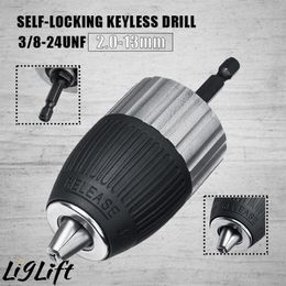 Klem 1.513mm Clamping Range 3/824UNF Selflocking Keyless Electric Drill Chuck Driver Tool Keyless Adapter Impact Hex Shank