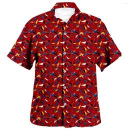Camicie casual da uomo Red Blue Pentagram Pattern 3D Beach Hawaii Camicia estiva manica corta Loose Streetwear Chemise oversize