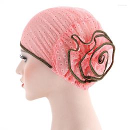 Scarves Women Floral Lace Turban Hat India Cap Muslim Hats Hairnet Chemo Flower Bonnet Beanie Fashion Islamic Wrap